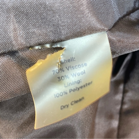 Talbots Blazer Jacket Womens 12 Green Brown Wool Blend Houndstooth Wood Button - Picture 5 of 12